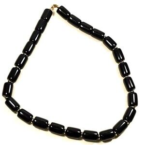 Oval Silver Tone Bead Necklace Unisex Boho Tribal Surfer Style Black Boho Choker